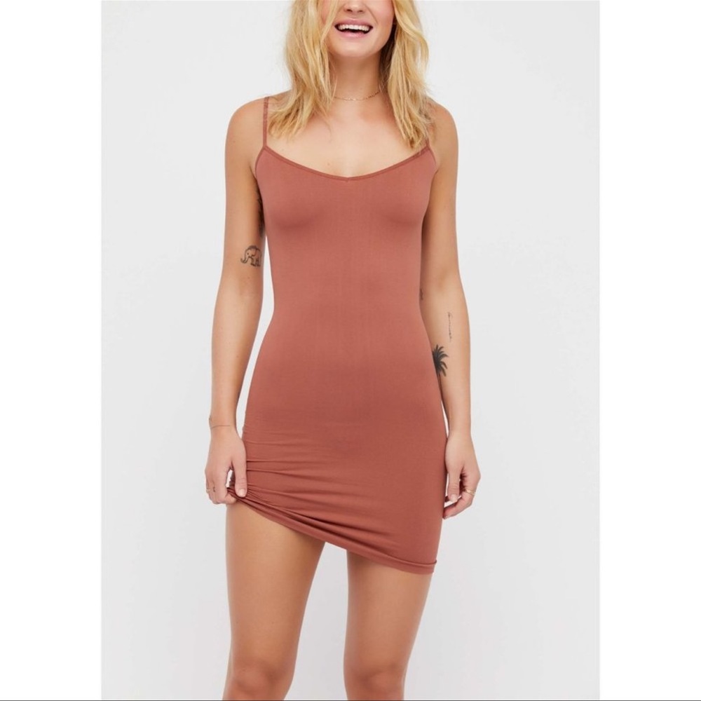 NWT Free People Seamless Mini Slip / Brandy